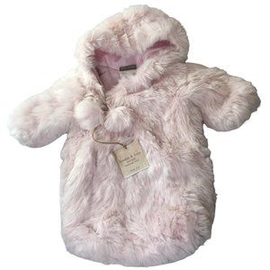 New NWT London & Cole Pom-Pom Bunting Suit Faux Fur Pink Size 6 Toddler.  Girl's
